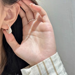 Boucles d'oreilles géométriques en argent sterling S925, style minimaliste pour tous les jours, couleur argent - Product Image 2