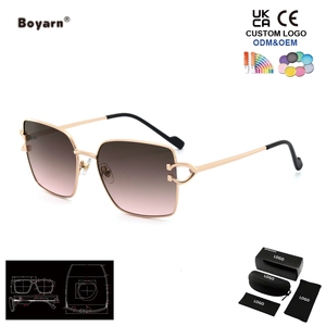 <span class=keywords><strong>Gafas</strong></span> de Sol Cuadradas con Marco Pequeño Dorado, Sin Montura, con Logotipo Personalizado Boyarn, Retro, con Gradiente, Protección UV400, para Hombre y Mujer - Product Image 5