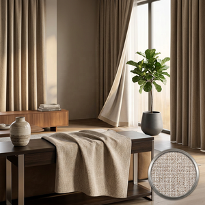 Tissu <span class=keywords><strong>occultant</strong></span> intégral TengHui sur mesure, aspect lin, 300 cm, 100 % polyester teint, 230 GSM, prix de gros abordable pour rideaux - Product Image 1