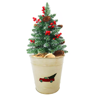 Pot de fleurs français en métal galvanisé de forme ronde, fournitures de jardin, Vase de jardinière de noël