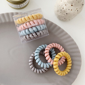 Bandas de goma de plástico para el pelo para mujer, set de 4 unidades de lazos elásticos para el pelo con <span class=keywords><strong>cord</strong></span>ón para teléfono, en caja - Product Image 2