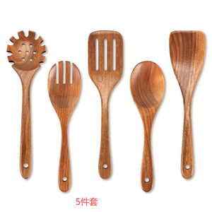 Juego de utensilios de cocina de madera de acacia, 8 piezas, espátula de madera maciza, cuchara, herramientas de cocina para preparación de sushi japonés - Product Image 3