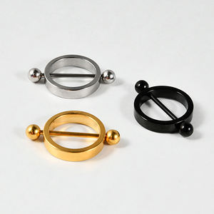 스테인레스 스틸 젖꼭지 방패 피어싱 젖꼭지 반지 라운드 골드 & 블랙 & 실버 산업 바벨 반지 젖꼭지 피어싱 보석 - Product Image 5