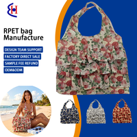 Sac de courses promotionnel style jupe à motif dessin animé féminin, avec longues poignées et fermeture à bouton-pression, options multicolores