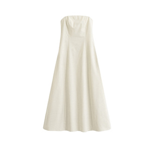 Elegante Vestido Maxi sin Tirantes en Color Crema, Silueta Ajustada, Ropa Formal, Tejido Tejido, Vestido de Verano 2026 - Product Image 6