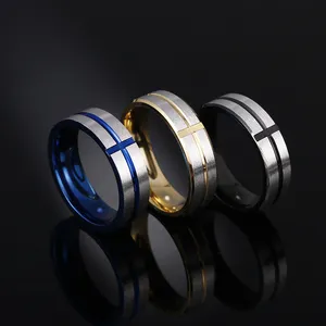 2023 Fashionable Hundred Hand Jewellery Personalised Cross Ring Stainless Steel Ring For Men