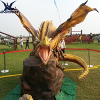 Dragon animatronique géant de parc d'attractions avec effet de respiration de feu et de fumée à vendre
