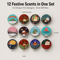 Coffret Cadeau de Bougies Parfumées Artisanales en Cire de Soja Écologiques pour Noël – 12 Bougies en Boîte Assorties – Vente en Gros pour Fêtes et Événements Festifs