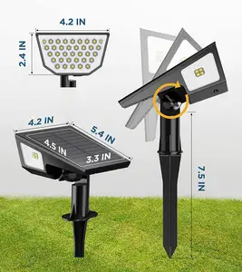 Luz solar de jardim à prova d'água ip65, super brilhante, 47 leds, alimentado por energia solar, para paisagem, para áreas externas, para quintal