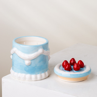 Yuanwang – Nouveau Pot à Bougie Cylindrique en Céramique Vide, Forme Gâteau de Noël de Luxe, Contenant Mignon pour Desserts, Vases à Bougies Uniques et Personnalisables