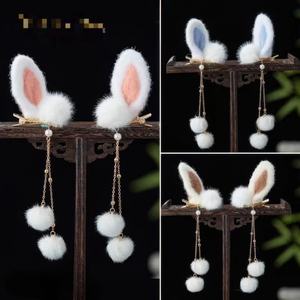 Konijnenoren Furrykwassel Winter Haarbal Antieke Haarclip Kattenoren Kinderhaaraccessoires Voor Meisjes Hanfu Dragen - Product Image 1