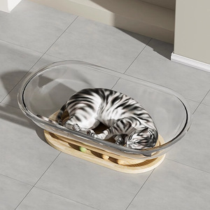 Space Capsule Cat <b>Bed</b>, All Seasons, Summer Cat <b>Bed</b> with Turntable, Cat Toy, Cat <b>Bed</b>, Integrated Semi-Enclosed Acrylic Ice <b>Nest</b> - Product Image 1
