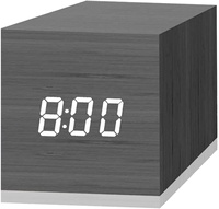 Cube numérique LED rouge petites horloges de Table en bois pour chambre