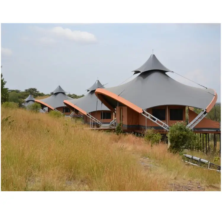 Prefab 2 Slaapkamer Stalen Structuur Huizen Outdoor Glamping Tent Resort Voor Verkoop In Zuid-afrika