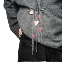 Broche de créateur pour femme, élégante, avec pendentif ailé/fleur, chaîne de cristal et pompon, accessoire de mode pour col, bijoux de soirée
