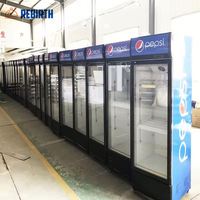 Réfrigérateur commercial vertical en acier inoxydable avec porte vitrée, refroidissement par air, sans givre, pour bars, bières et boissons fraîches