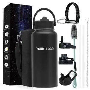 Chất lượng cao cách điện chai nước cho trẻ em trường 16oz 22oz miệng rộng trại thể thao Flask chai với tay cầm lớn và nắp đậy