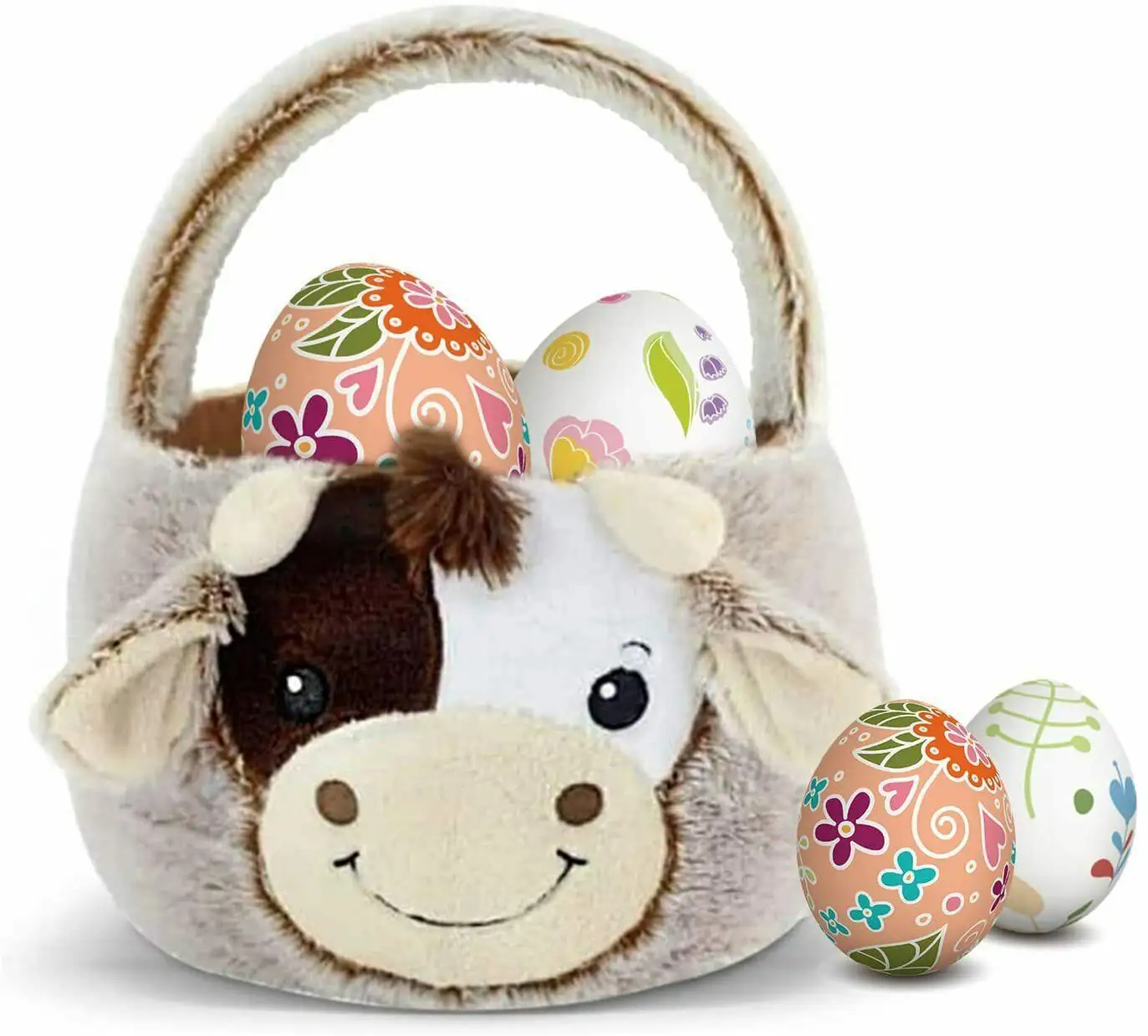 Peluche mucca cestino pasquale caccia all'uovo regali di pasqua borse per ragazzi ragazze caramelle pasquali regali di stoccaggio Tote Bags