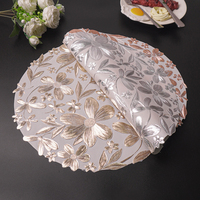 Napperons ronds en vinyle PVC métallisé à motif floral ajouré pour mariages et fêtes |   Nappe de table pour centre de table, pour la décoration de la maison