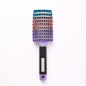 Cepillo de pelo curvo grande con cerdas de jabalí y agujas de nailon, forma ovalada, suave y delicado para el cuidado del cabello de la población en general - Product Image 3