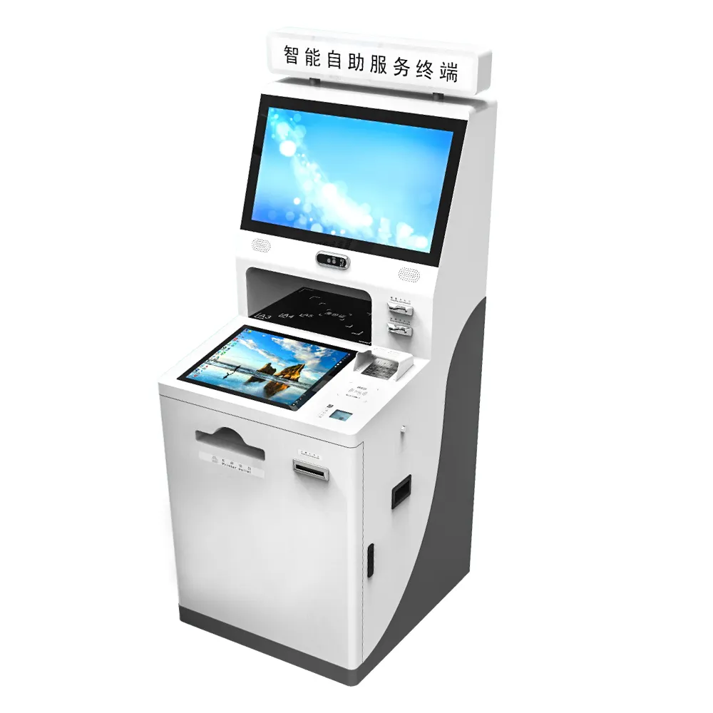 Terminale di pagamento Touch Screen con chiosco Self-Service a doppio schermo per bancomat con contanti e carte