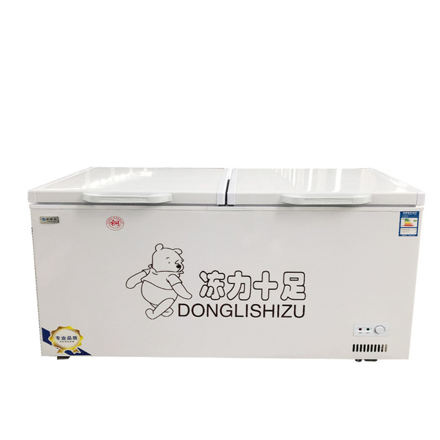 2020 Best Popular Comercial Freezers Horizontal Freezer Big Handle Chest Refrigerator Electric Compressor R134a Double Doors 160
