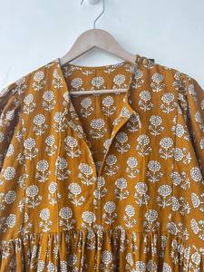 Floral Block Print Cotton Dress Soft Summer Tunic Handmade Indian Cotton Dress Lightweight Floral Printed <b>Kurti</b> <b>For</b> <b>Women</b> - Product Image 3