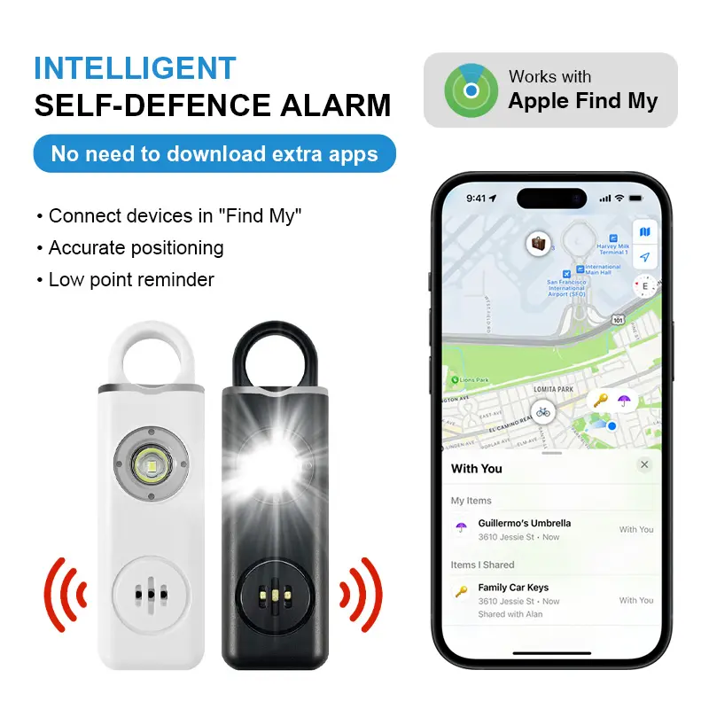 2024 nuevo portátil recargable Bluetooth autodefensa alarma de emergencia Personal alarma de pánico para ancianos