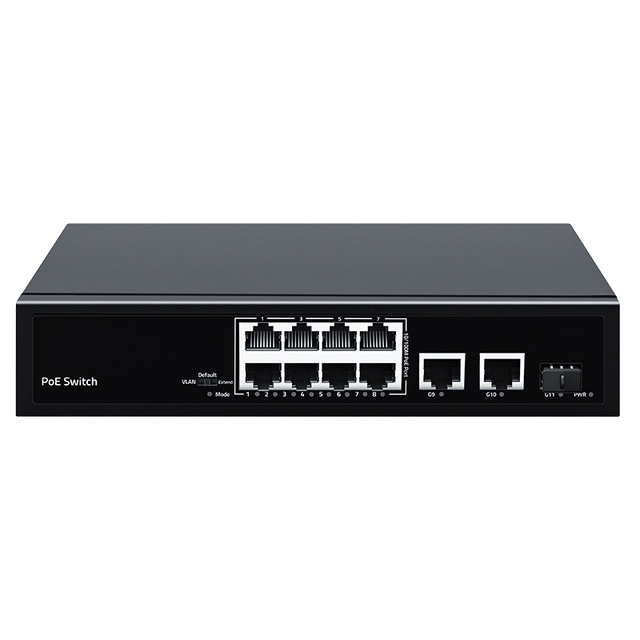 HORACO 11 Port POE Switch 10/100/1000Mbps Smart Standard Switcher IEEE802.3af/at for IP Camera/NVR Security Camera 7.6Gbps