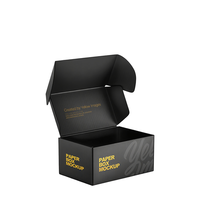 Boîte d'expédition en carton ondulé noir, taille personnalisée, logo imprimé, emballage écologique pour les petites entreprises