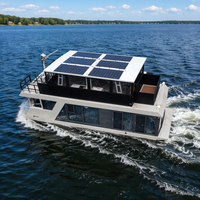 Nouveau design 2026 : Bateau-maison à couverture intégrale avec terrasse et barbecue pour fêtes, bateau ponton pour la mer, bateau-maison d'occasion