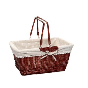 Rattan Picnic Basket Rectangle Handmade Storage Basket With Handle For Outdoor Use 32cm 38cm 40cm Size Available - Product Image 3