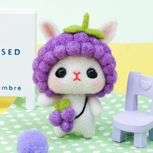 Kit <span class=keywords><strong>de</strong></span> Matériaux DIY en Feutre <span class=keywords><strong>de</strong></span> Laine pour <span class=keywords><strong>Lapin</strong></span> Blanc Mignon Fait Main avec Motif Végétal <span class=keywords><strong>de</strong></span> Dessin Animé pour la Décompression - Product Image 5