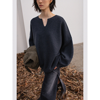 Pull col en V pour femme 100% Laine 12GG 910g, tricot lâche épais, chaud pour l'hiver