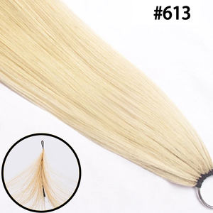 सुनहरे बालों वाले पंख मानव बालों का विस्तार सीधे 16 "18" 20 "22" हाथ को सैलून की आपूर्ति के लिए - Product Image 2