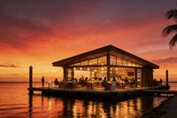 Plateforme de fête flottante avec base en aluminium, maison flottante, villa aquatique de luxe