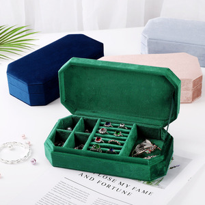 Factory Elegant Velvet Jewelry Storage <b>Box</b> Travel Portable Vintage Octagonal Jewelry Storage <b>Box</b> for <b>Rings</b> Pendants Necklaces - Product Image 2