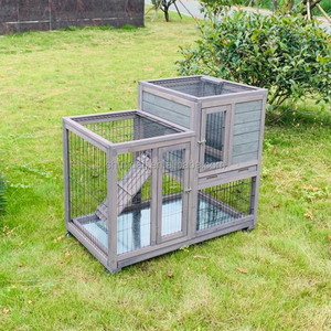 SDR044 Factory Fashionable Solid Pine Wood Rabbit Hutch Iron Frame Horizontal <b>Sliding</b> Closure Folding Design Eco-Friendly Print - Product Image 3