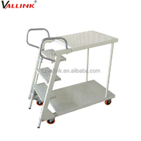 Carro de Almacenamiento de Acero Inoxidable OEM con Cuatro Ruedas para Recolección de Pedidos en Almacén, Manipulación de Cartones, con Recubrimiento en Polvo Plateado