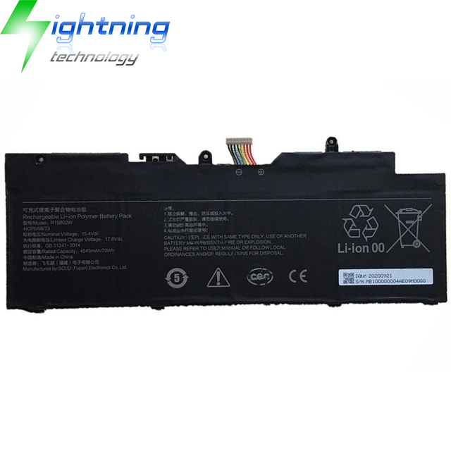 New Genuine Original R15B02W 15.4V 70Wh Laptop Battery for Xiaomi Pro 15.6'' GTX TM1701 I3 8130U I5 8250U I7 8550U R15B01W