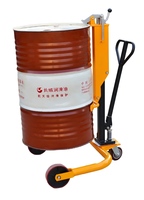 Chariot élévateur hydraulique portable pour fûts d'huile de 55 gallons, capacité 550 lbs, avec pince bec d'aigle et base en U