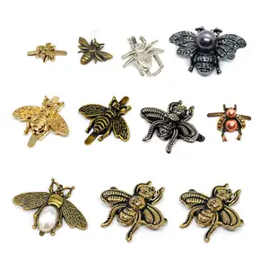 Wholesale Insect Shoe Buckle Metal Accessories Antique 3D Bee Shape Shoes Button Decoration Customized Design