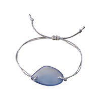 Bracelet Bohème pour Femme et Homme, Jonc en Verre de Mer, Cordon Ajustable, Bracelet de Plage Fait Main, Bijou Océanique Tendance Minimaliste Unisexe