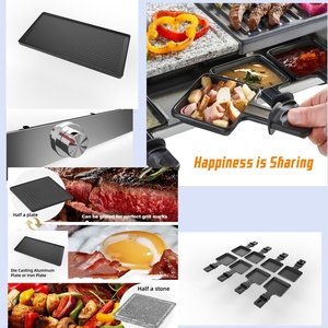 Machine à <span class=keywords><strong>raclette</strong></span> électrique domestique <span class=keywords><strong>d</strong></span>'occasion pour intérieur, grill carré moitié pierre moitié plaque - Product Image 2