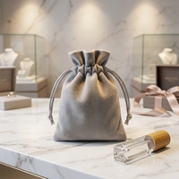 Sac en tissu à cordon de serrage en velours double face avec logo imprimé ZXF 7*9cm, pour l'emballage et le rangement de bijoux, possibilité de personnalisation