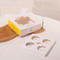 Boîtes d'emballage rigides pour cupcakes à 4 trous avec fenêtre transparente blanche, laminage mat, matériaux recyclés pour gâteaux, sushis et gelées