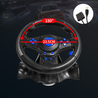 Volante de Carreras 3 en 1 con Doble Vibración, Controlador de Juego con Joystick y Soporte para PC/PS2/PS3