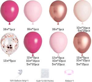 Kit de Guirnalda de Globos Rosas de 152 Piezas, Globos Rosa Intenso, Rosa <span class=keywords><strong>Pastel</strong></span> y Naranja para Decoraciones de Bodas, Suministros para Fiestas de Cumpleaños - Product Image 5