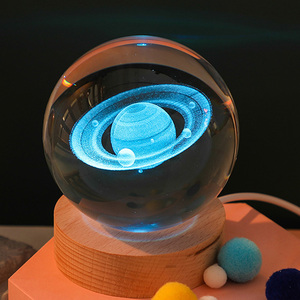 Gran oferta, luz de noche LED que cambia de 7 colores, bola Mini 3D, lámpara de luna de Planeta de cristal para dormitorio, decoración del hogar o regalos de cumpleaños para fiestas - Product Image 1