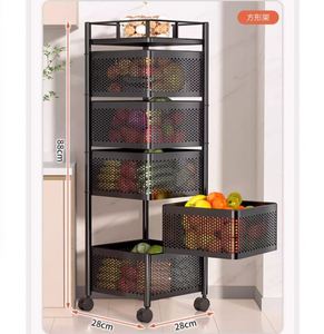 Carrito de Almacenamiento de Cocina Multifuncional y Móvil, Organizador de Frutas y Aperitivos de Metal, Cesta de Almacenamiento Giratoria para Cocina - Product Image 6